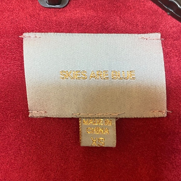 Skies Are Blue Red Faux Suede Fringe Jacket Western Boho XS - Picture 12 of 13